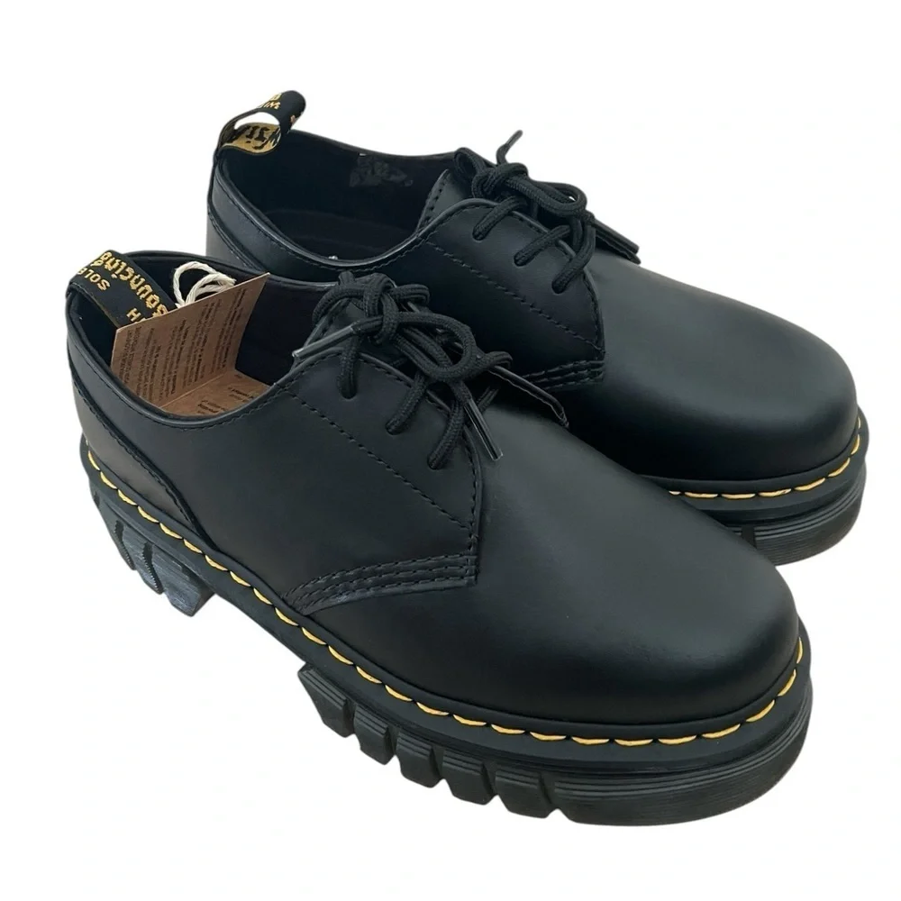 Dr Martens Black Audrick Nappa Leather Platform Shoes NWT US 9